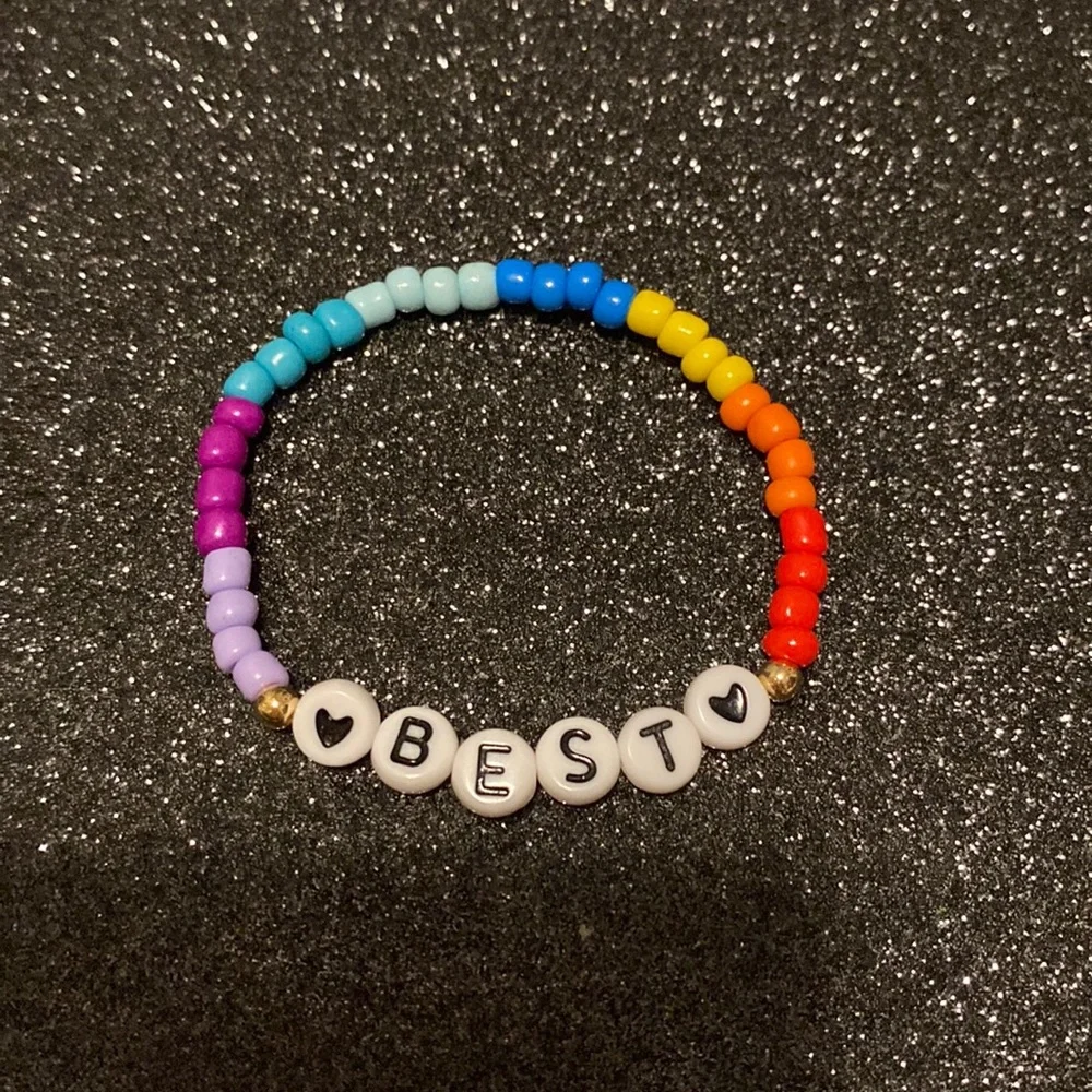 Kids multi colored friendship beaded stretch bracelet